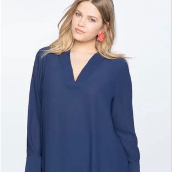 Eloquii Tops - Eloquii chiffon navy tunic, NWT, size 18 Eloquii Tops - Eloquii chiffon navy tunic, NWT, size 18